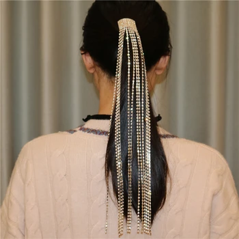 Nové Módne Dlhý Strapec Čelenka na Vlasy Klip Drahokamu Šperky pre Ženy, Svadobné Crystal Reťazca Tiara Šperky, Vlasové Dekorácie