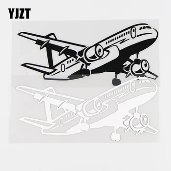 YJZT 17X7.5CM Tvorivé Lietadlo Art Decor Vinyl Auto Nálepky Odtlačkový Zábavné Lietadla Čierna / Strieborná 10A-0297