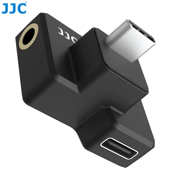 JJC Dual 3,5 mm USB-C Mikrofón, Adaptér pre DJI Osmo Akcia Fotoaparát Podporuje Batérie Nabíjanie a Prenos Dát