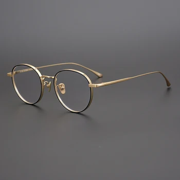 Japonské Ručné Okuliare Kolo Titán Optické Okuliare, Rám Mužov Retro Okuliare Krátkozrakosť Čítanie Okuliare Oculos De Grau