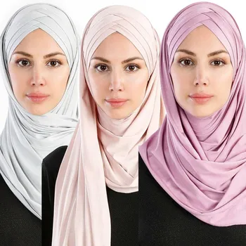 Ženy v Moslimských Pevné Dres, Šál Dlhú Šatku Cover-up Klobúk Zábal Šatkou a Skromnosť Turban Spp Okamžité Underscarf Jednoduché Pripravené na nosenie