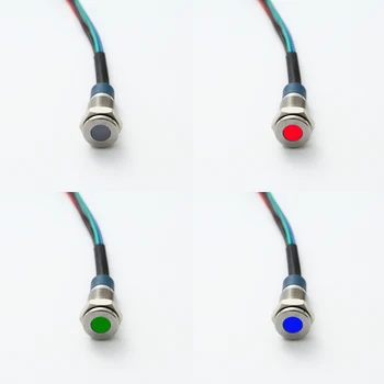 ELEWIND s plochou hlavou mm 8 mm 10 MM 12 MM kovové IP67 zapečatené RGB tri farby, led indikátor signálu pilotná žiarovka s 15 cm kábel
