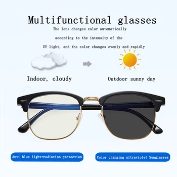 2020 Nové RMM mnohouholník Anti modré svetlo Sfarbené slnečné Okuliare kovové okuliare pre mužov, ženy multi-function Photochromic okuliare