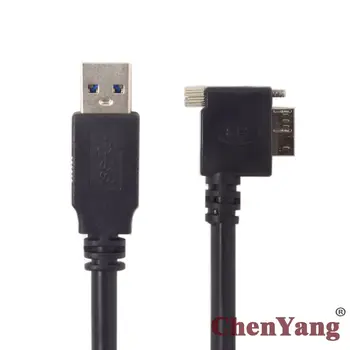 Cablecc CYSM USB 3.0 typ mužov a 90 Stupňov v Pravom Uhle Micro USB Skrutku Namontujte Dátový Kábel 1,2 m pre Priemyselné Kamery