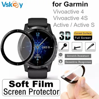 100KS 3D Zakrivené Mäkké Screen Protector pre Garmin Vivoactive 4s Aktívny S Full Kryt Smart Hodinky Ochranný Film (Bez Skla)