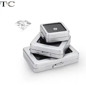 Strieborný Kovový Holé Diamond Box Farba Klenot Poľa Krúžok Kamenné Pole Šperky Skladovanie Display Box