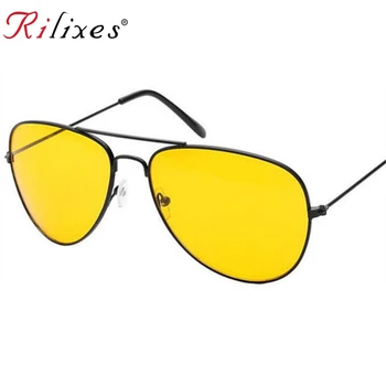 RILIXES Ovládač Okuliare na Nočné Jazdy slnečné Okuliare Muži Ženy UV400 Odtiene Pilot, Slnečné okuliare, Muž Žena Nočné Videnie Okuliarov Glass