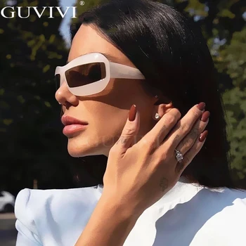 Retro Nepravidelný Ovál Y2K slnečné Okuliare Ženy Móda Obdĺžnik Zrkadlo Povlak Okuliare Odtiene UV400 Mužov Trendy Slnečné Okuliare Odtiene