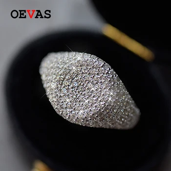 OEVAS 100% 925 Sterling Silver Šumivé Plný Vrták Námestie Vysokej Kvality Jednoduché Pohode Prstene Pre Ženy Šumivé Jemné Šperky Dary
