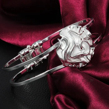 925 Sterling Silver Náramok, Ruže Kvet Náramok pre Ženy Kúzlo Šperky Darček Strany Šperky