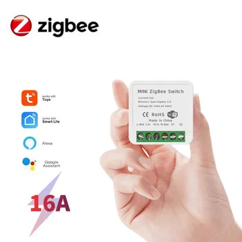 Mini Smart Zigbee Prepínač 16A Smart Home Automation Modul Práce HA Zigbee2mqtt Alexa Domovská stránka Google Inteligentný Život App 2 Spôsob Kontroly