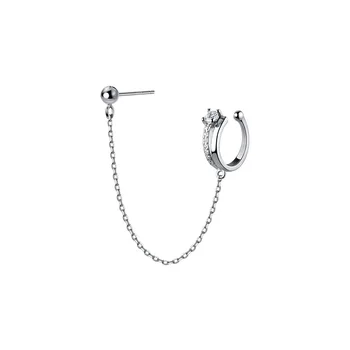 1 ks Pravý 925 Sterling Silver Chain Prepichnúť Ucho Putá Elegantná Zirkón Chrupavky Náušnice Jemné Šperky pre Ženy