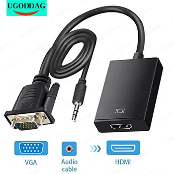 VGA HDMI Adaptér Pre Pripojenie VGA Rozhranie Notebooku HDMI Monitor VGA Samec na HDMI Žena Prevodník s 3,5 mm Audio Viesť