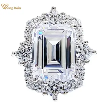 Wong Dážď 100% 925 Sterling Silver Emerald Rez Vysoko Uhlíkovej Diamantov, Drahých Kameňov, Zapojenie Snubný Prsteň Jemné Šperky Veľkoobchod