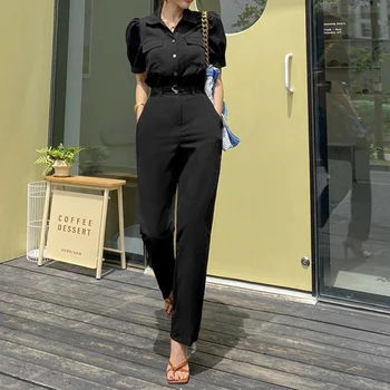 nový príchod módne letné kórejský štýl jumpsuit ženy krátke elegantné temperament OL bežné mladých black dlho jumpsuit