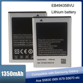 Originálne Batérie EB494358VU Pre Samsung Galaxy Ace S5830 S5660 S7250D S5670 i569 I579 GT-S6102 S6818 GT-S5839i 1350mAh
