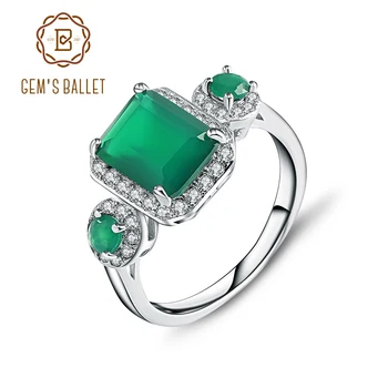 Gem Balet 2.28 Ct Emerald Rez Prírodné Zelené Achát Drahokam Vintage Krúžky Pevné 925 Sterling Silver Jemné Šperky Pre Ženy