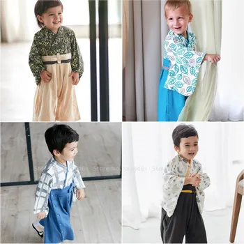 Deti Japonské Kimono Yukata Dievča, Chlapec, Župany, Pyžamá Jumpsuit Sleepwear Deti Spodná Bielizeň Dieťa Remienky Kórejský Hanbok Pyžamá
