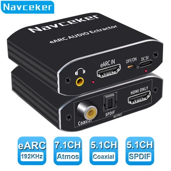 Navceker 192KHz kompatibilný s HDMI Audio eARC Extractor 7.1 CH ATMOSFÉRICKÝCH eARC TV Projektor HDMI IBA Toslink Konvertor, Koaxiálny Adaptér