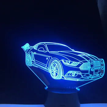3D LED Nočné Svetlo Vintage Super Auto Akcie Obrázok 7 Farieb Dotykový Optické Ilúzie, stolná Lampa Domáce Dekorácie Modelu
