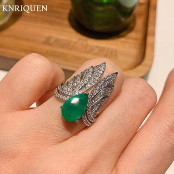 2021 Trend Luxusné Emerald Drahokam Vysoko Uhlíkovej Diamantové Prstene pre Ženy Strany Osobnosti Krúžok Jemné Šperky Vintage Ženské Dary