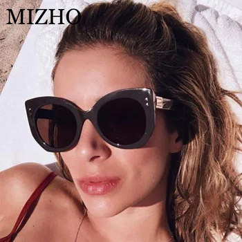 MIZHO Módne Béžová Ziskové Námestie slnečné Okuliare Ženy Vintage 2020 Kvality Gradient Slnečné okuliare Nadrozmerné Dámy Značky Dizajnér
