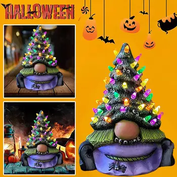 Jedinečný Fialová Osvetlené Strom Anonymný Gnome Živice Socha Farebné Vianočný Stromček Vňaťou Halloween Party Dodávky Domáce Dekorácie