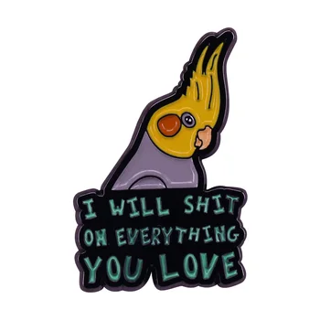 Funny bird papagáj milovníkov klopě pin s hovno stane - estetické cockatiel doodle