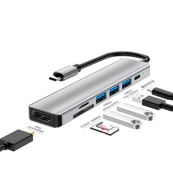 7 v 1 Typu C, USB 3.1 HDTV 4K 60Hz Video USB 3.0 SD TF Card Reader Údaje USB-C PD Plnenie Hub Adaptér pre Macbook