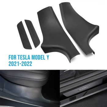 ABS Zadné Dvere Parapetné Stráže Chránič Šúchať Doska Kryt Pre Tesla Model Y 2021+ Auto Dvere, Parapetné Odtlačkový Nálepky Pedál Ochrany Pásy