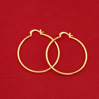 Zlatá Farba Veľké Obvodové Náušnice Mosadz Šperky Veľkoobchod Trendy Vzor Kruh Okrúhle Náušnice Pre Ženy