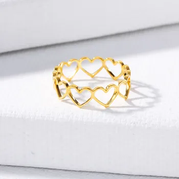 2021 Trend Srdce Prstene Pre Ženy Minimalistický Zlatá Farba Nehrdzavejúcej Ocele Krúžok Roztomilé Srdce Krúžok Milujú Šperky pre Najlepší Priateľ