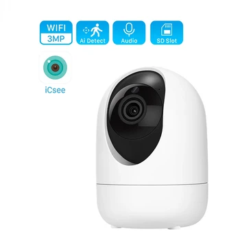 3MP, WiFi IP Kamera HD Baby Monitor CCTV Home Security Kamera Vnútorné AI Auto Sledovanie Audio a Video Surveillance Camera ICSee