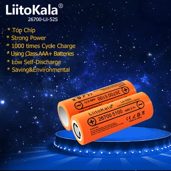 1-18PCS LiitoKala Lii-52S 3,7 V 26700 5100mAh Li-ion Nabíjateľná Batéria Pre LED Baterka Horák, Li-ion Batéria Batéria