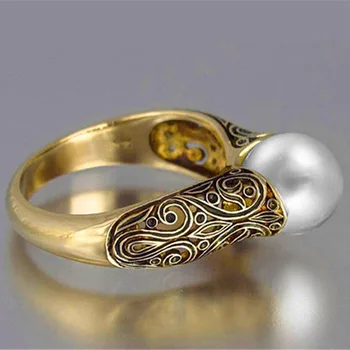 925 Sterling Silver Žena Jednoduché Pearl Krúžok Prst Krásne Vynikajúce Zlaté Šperky Krúžok pre Ženy, Dievča, Svadobné Šperky