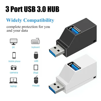 USB 3.0 Hub Extender Adaptér Mini Rozvádzač 3 Porty pre Notebook Macbook Mobilný Telefón Vysokej Rýchlosti U Diskov Reader Xiaomi1