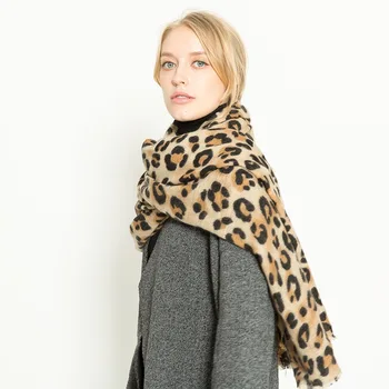 Mingjiebihuo Nové módne leopard teplé jesenné a zimné s dvojakým použitím, šatku, šál ženy, dievčatá Trend klasické pohodlné mäkké šatku