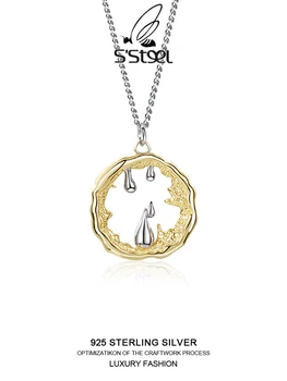 S'STEEL 925 silver Láva Kvapka Vody Prívesok náhrdelníky dámy minimalistický dizajnér osobné Datovania trendy 2022 jemné šperky