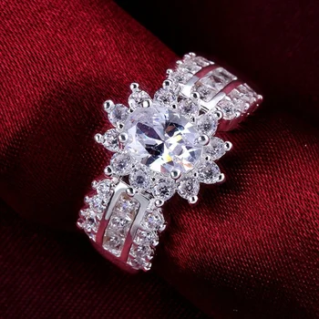 ušľachtilý crystal kameň ženy 925 sterling silver Ring celkom pekné svadobné čaro, krásne módne Strieborná farba Šperky