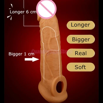 Silikónové Penis Extender Rukáv Sex Kondómy s Penis Krúžok pre Mužov Plášť Odkladu Dick Rozšírenie Pár Sexuálne Hračky