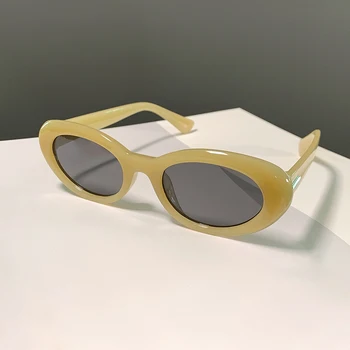 KAMMPT Vintage Oválne slnečné Okuliare pre Ženy 2022 Módne Malé Hip-hop Candy Farebné Odtiene Okuliare Luxusný Dizajn Značky Slnečné Okuliare