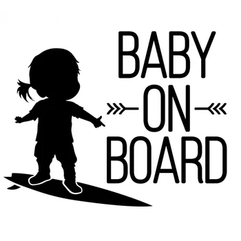 15*12 cm Nového Príchodu Baby na palube znamenie surfovanie Auto Nálepky Surfovanie Dievča Umenie Vinyl Auto Odtlačkový Čierna Biela pre Daewoo nálepky