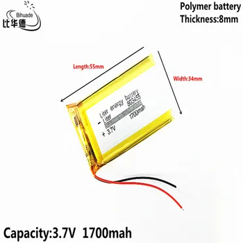 Dobrý Qulity 3,7 V,1700mAH,803455 Polymer lithium ion / Li-ion batéria pre HRAČKA,POWER BANKY,GPS,mp3,mp4,mobilný telefón,reproduktor