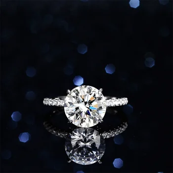 Sherich Nové 100% S925 Mincový Striebro 5CT Okrúhly Tvar Moissanite Diamond Tenký Krúžok pre Ženy Módne Jednoduché Vysoko Kvalitné Šperky