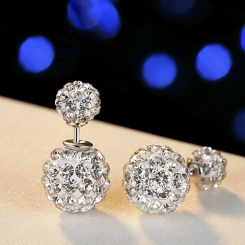 Nový Luxusný Crystal silver farba stud Náušnice Loptu náušnice pre Ženy Móda kórea ucho Šperky