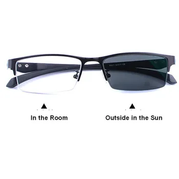 Klasické mužov krátkozrakosť okuliare photochromic okuliare pol-rim Nearsighted slnečné okuliare Citlivé Šošovky Prechod Šošovky -0.5 na -8.00