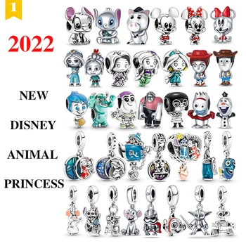 plata kúzlo ley 925 Silver Disney Princezná Kúzlo Zvierat Kreslený Seriál Korálky Fit Originálny Náramok DIY Robiť Šperky
