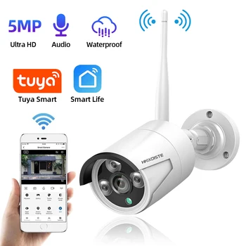 Tuya Wifi IP Kamera 5MP Vonkajšie Nepremokavé Bullet Video Surveillance Camera Nočné Videnie Domáce Bezpečnostné CCTV Kamera, Smart Život