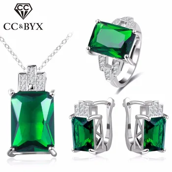 CC Šperky, Módne Šperky Set Pre Ženy Šterlingov Šperky Zeleného Kameňa CZ Svadobné Sety Náušnice Náhrdelník Krúžok CCAS119
