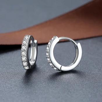 100% Reálne 925 Sterling Silver Hoop Náušnice pre Ženy Kolo Kruhu Náušnice Zirkón Piercing Earings Osobné Trend Šperky